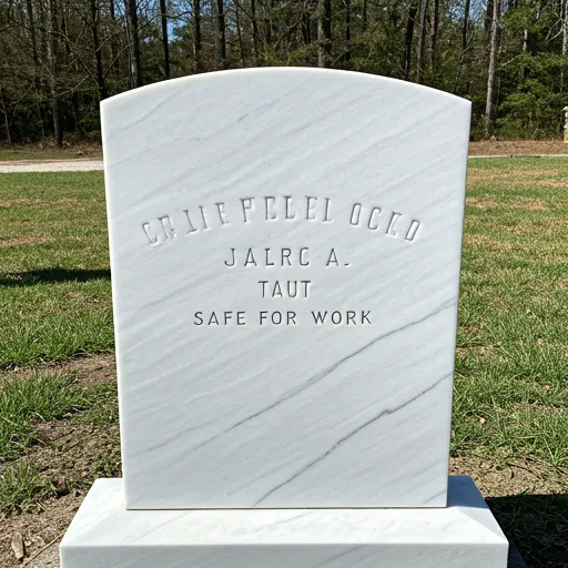Pristine white marble headstone with clear sharp lettering after restoration